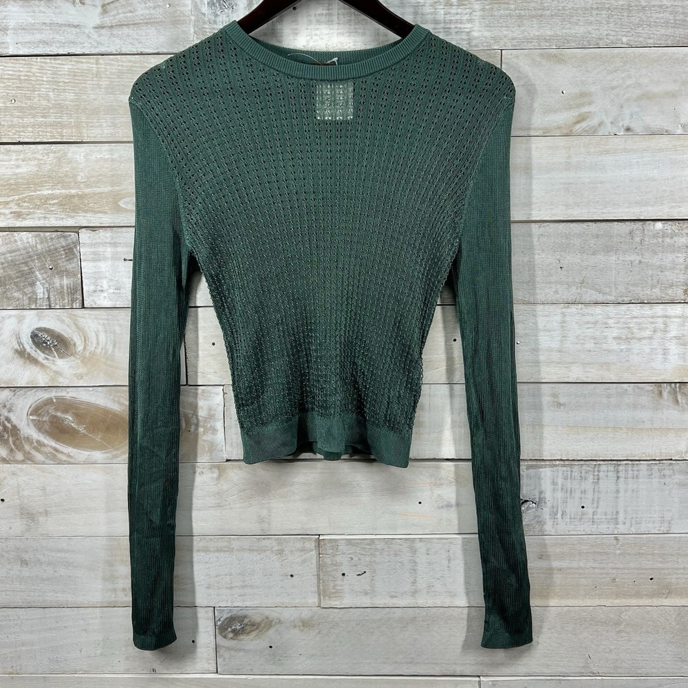 Free People H2O Open Knit Top Womens Small Green Jaded Lightweight‎ Boho